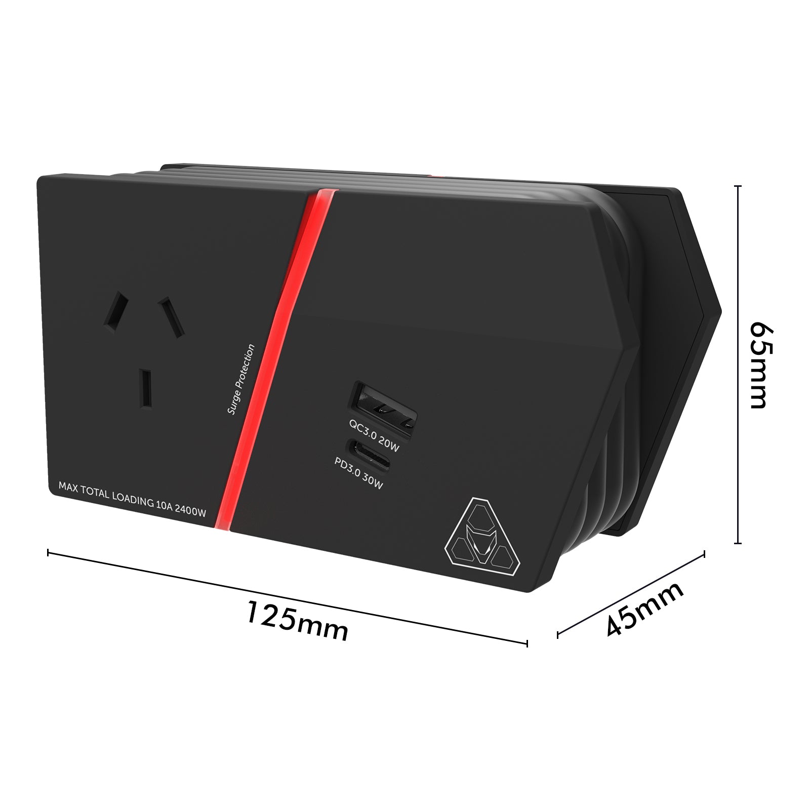 Arlec 2 outlet gaming powerboard with 30W PD fast charging, portable power hub