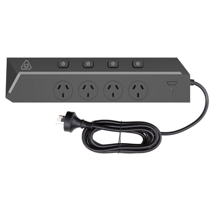 4 outlet premium surge protected powerboard by Arlec with individual switches
