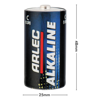 C size alkaline batteries – Arlec 2 pack for torches and toys