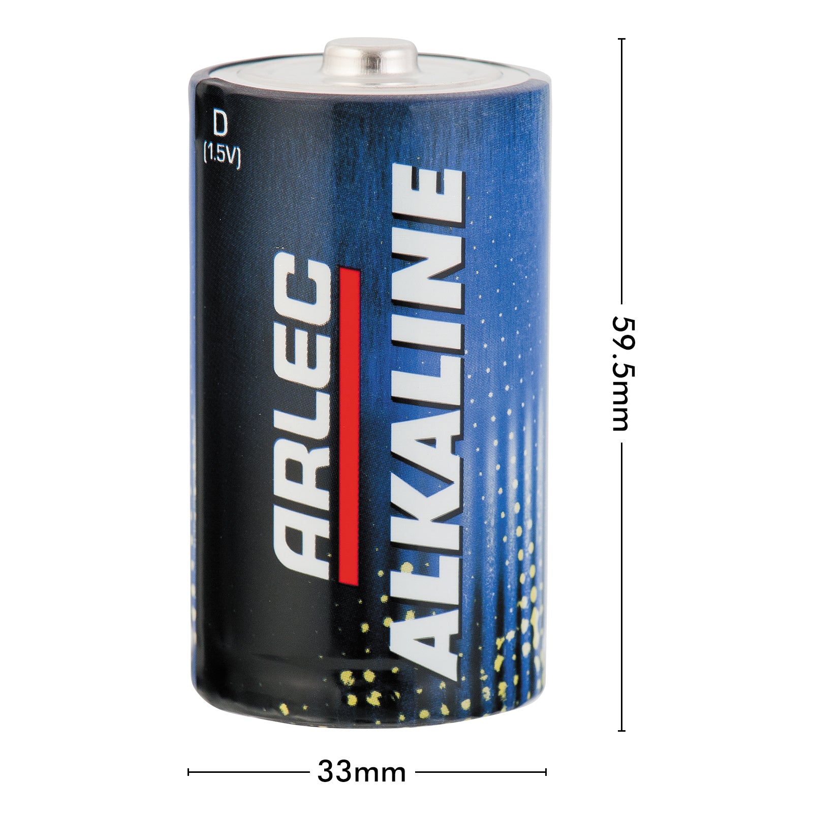 Arlec D size alkaline batteries 2 pack