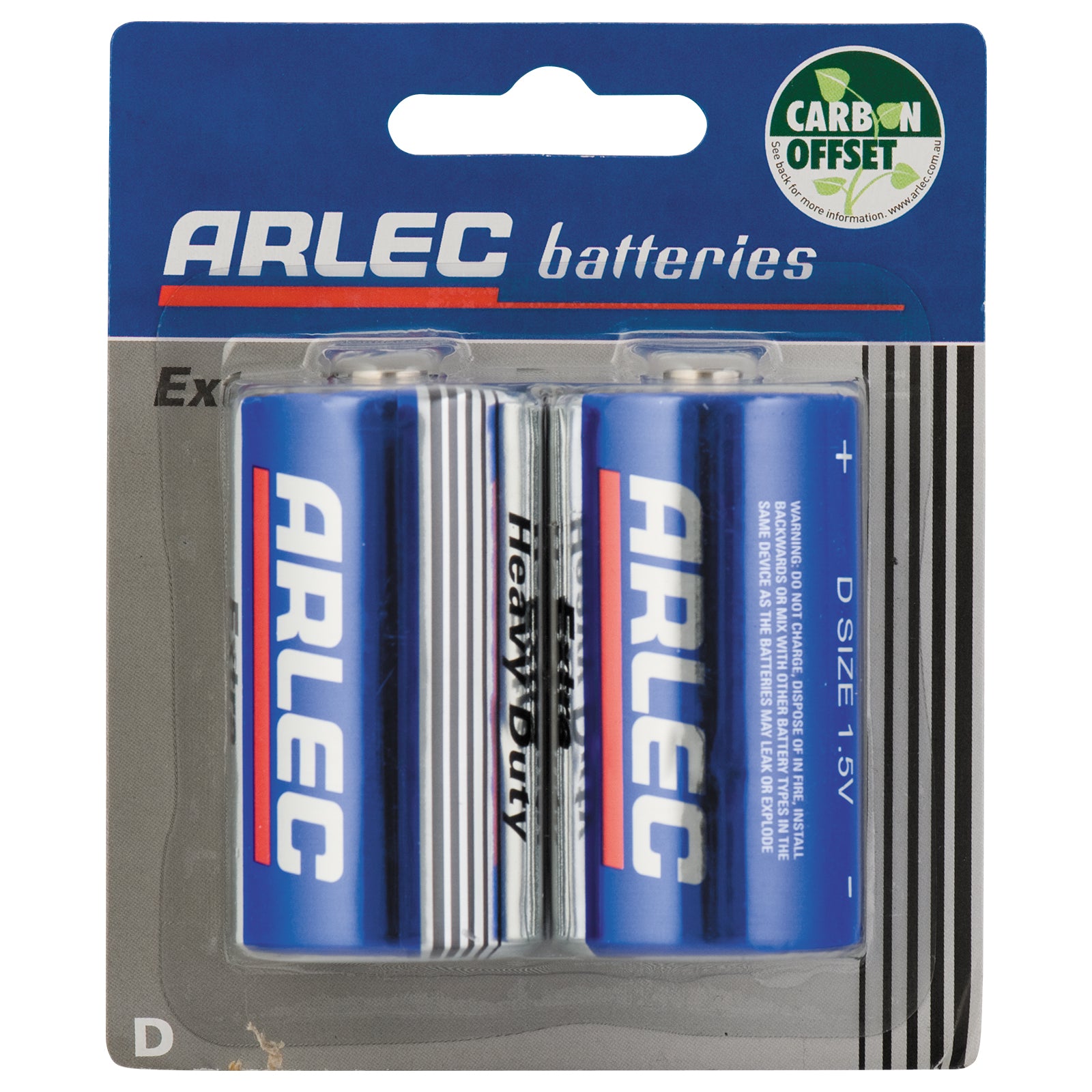 Arlec D size heavy duty batteries – 2 pack for long use devices