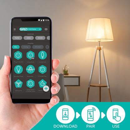 Smart B15 fancy globe with RGB lighting, CCT tuning, Grid Connect app, voice control enabled