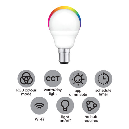 Smart B15 fancy globe with RGB lighting, CCT tuning, Grid Connect app, voice control enabled