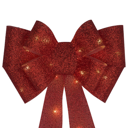 Arlec LED glitter bow, battery operated indoor decorative ribbon light, warm white bow lighting