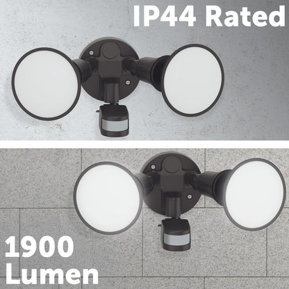 Arlec twin head hardwired LED floodlight – 1900 lumens motion sensor security light for outdoor installation