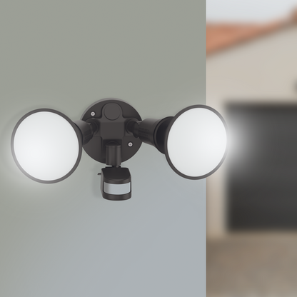 Arlec twin head hardwired LED floodlight – 1900 lumens motion sensor security light for outdoor installation