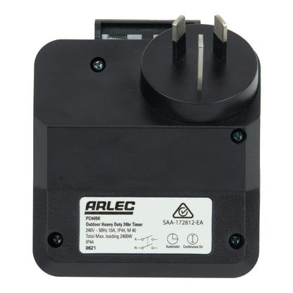 Arlec Black 24 Hour Weatherproof Timer – IP44 timer for garden, pool and outdoor appliances