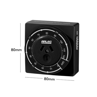 Arlec Black 2 Hour Compact Countdown Timer – compact energy-saving timer switch for household use