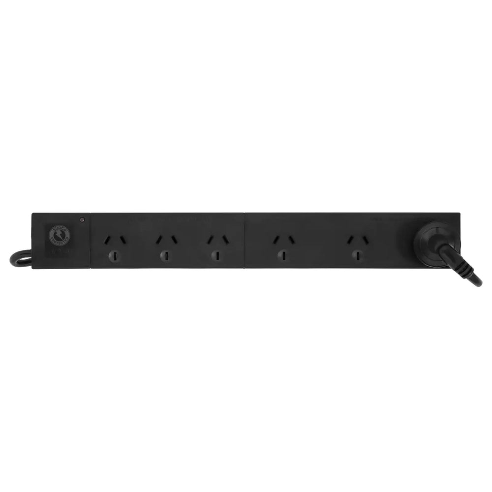 Arlec Black 6-Outlet Surge Protect Powerboard with 3 Wide Spaced Outle