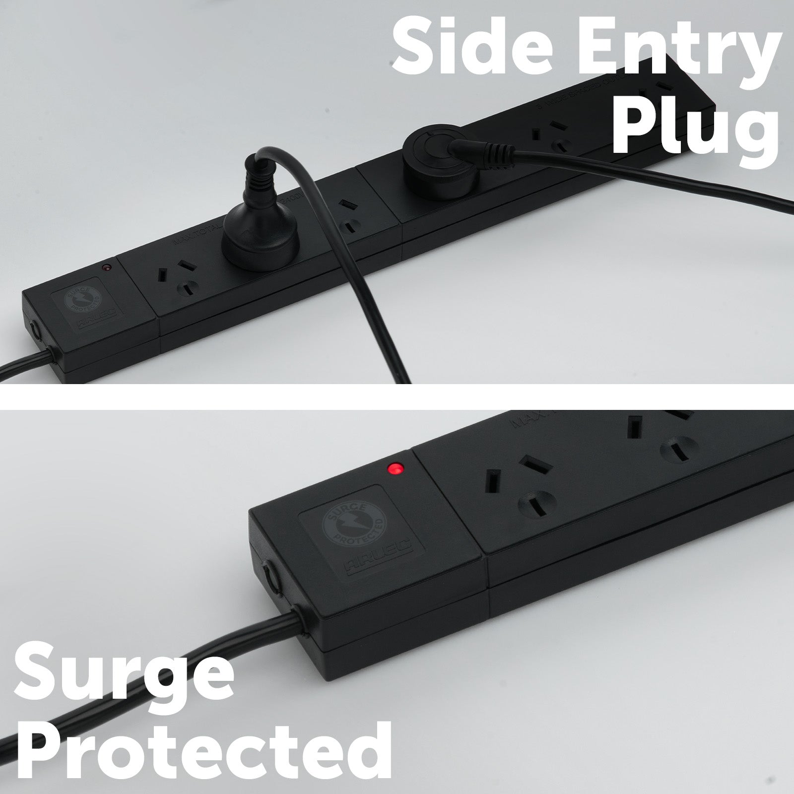 Surge Protected 6 Outlet Powerboard – wide spaces – powerboard with wide sockets and surge protection