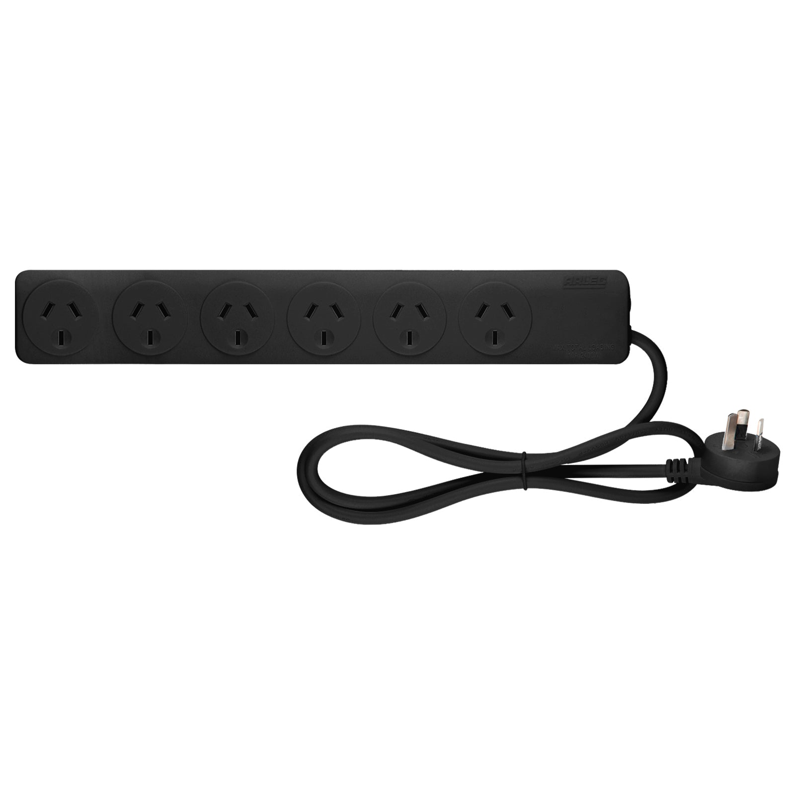 Arlec Black 6 Outlet Powerboard - 2 Pack - 6 outlet powerboard, black extension board, twin pack power strip