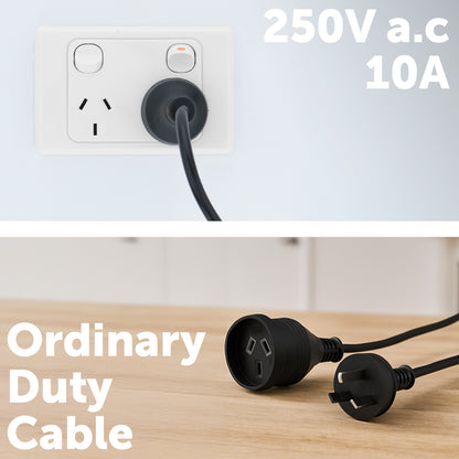 Black Domestic Extension Lead - 5m - black extension lead, 5m household power cable, home extension cord