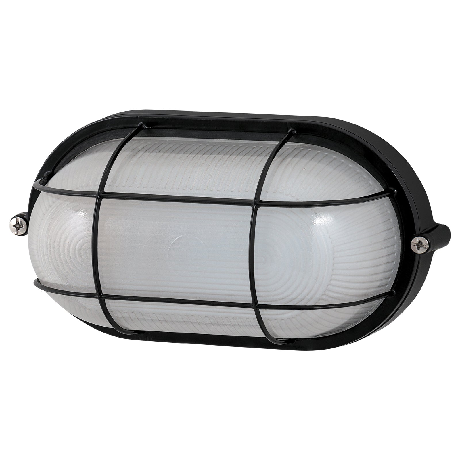 Arlec Black Oval Caged Bunker Light - bunker wall light