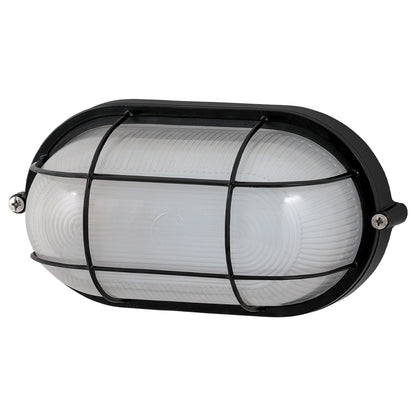 Arlec Black Oval Caged Bunker Light - bunker wall light