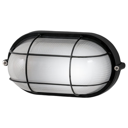 Arlec Black Oval Caged Bunker Light - bunker wall light