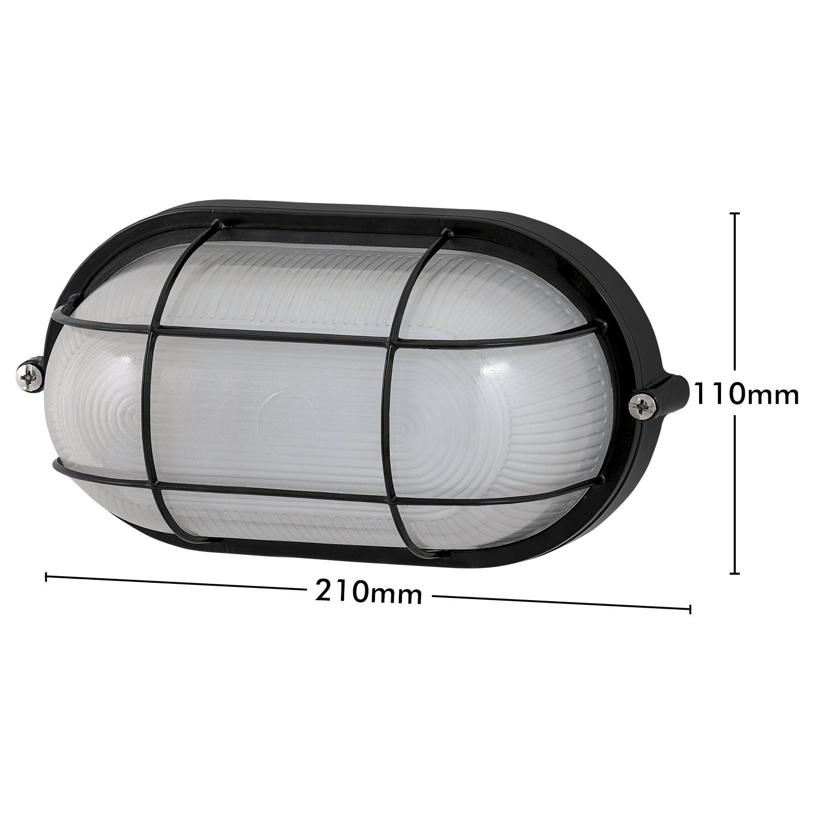 Arlec Black Oval Caged Bunker Light - bunker wall light