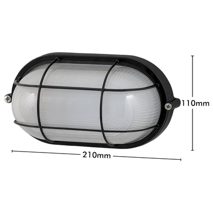 Arlec Black Oval Caged Bunker Light - bunker wall light