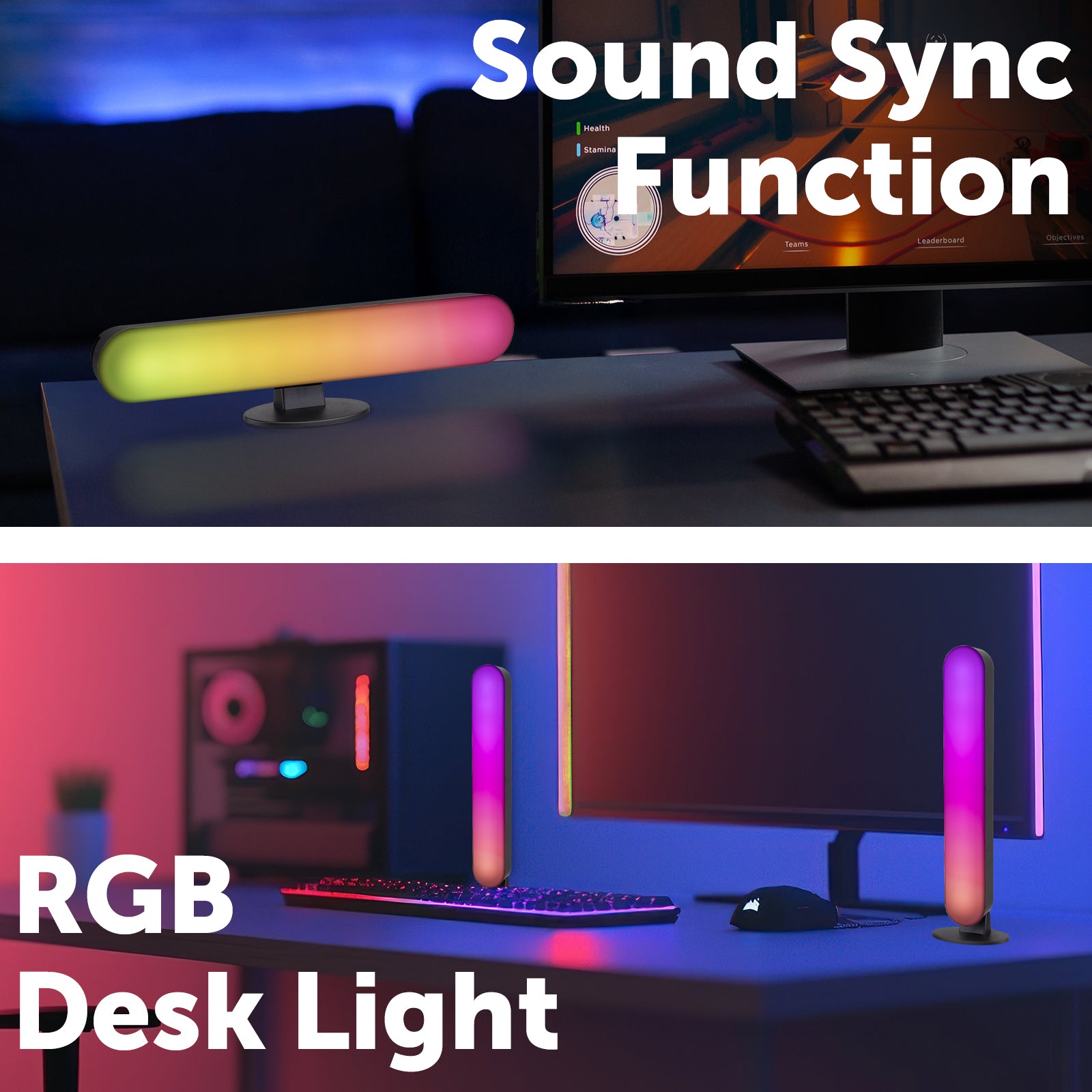 Arlec twin RGB desk light pack, LED lighting for gaming or work setup