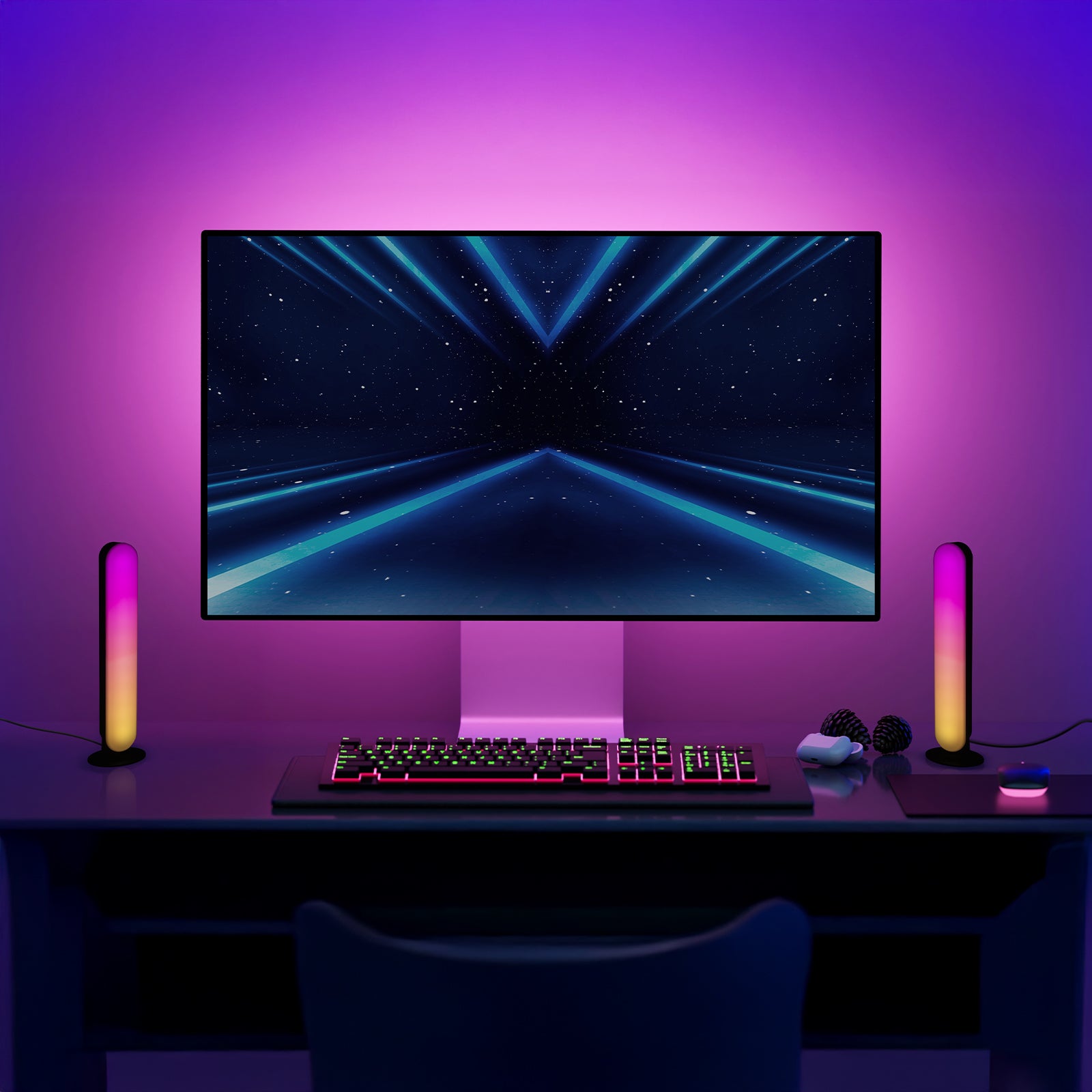 Arlec twin RGB desk light pack, LED lighting for gaming or work setup