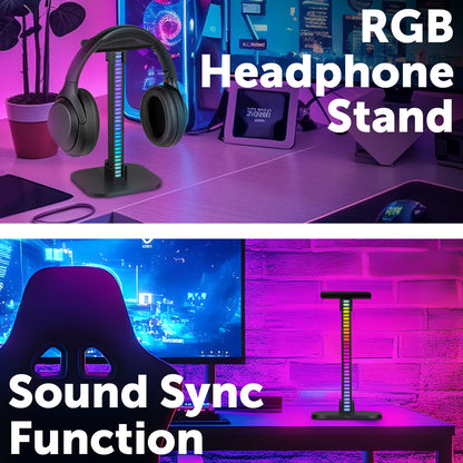 Arlec RGB headphone stand for gaming desk, LED-lit headphone holder