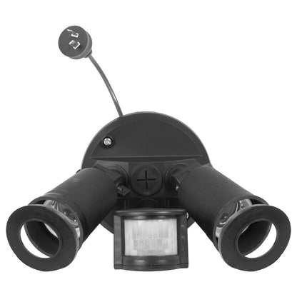 Motion-activated floodlight with plug – mains-powered outdoor light for home security (globes not included)