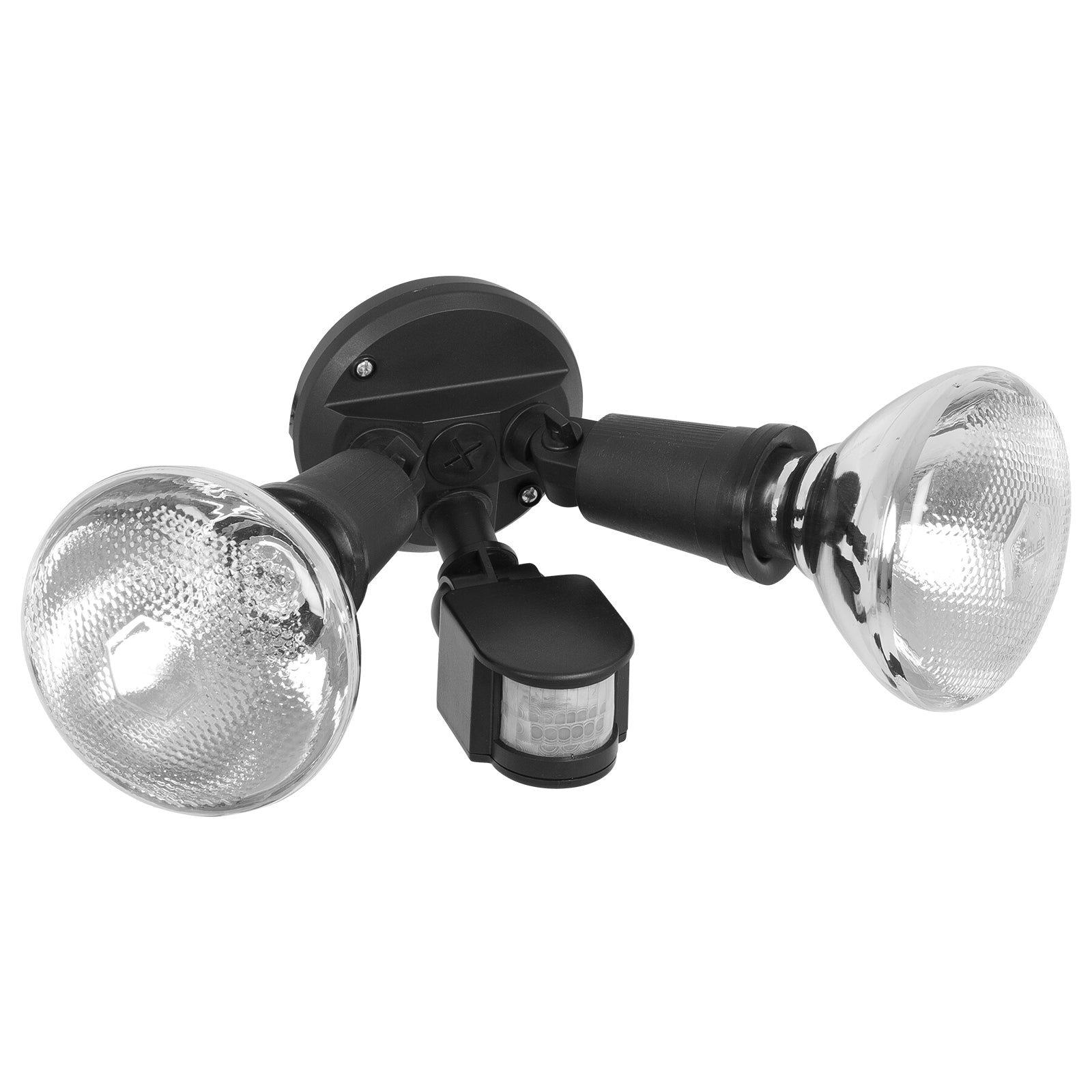 Motion-activated floodlight with plug – mains-powered outdoor light for home security (globes not included)