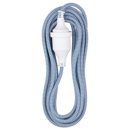 5m Braided Extension Lead Blue - braided extension lead, blue power cord, stylish indoor extension