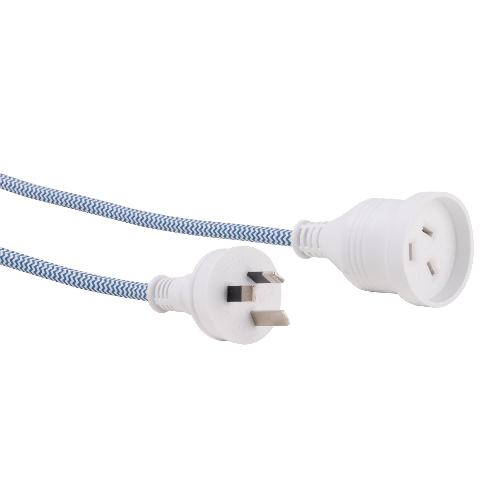 5m Braided Extension Lead Blue - braided extension lead, blue power cord, stylish indoor extension