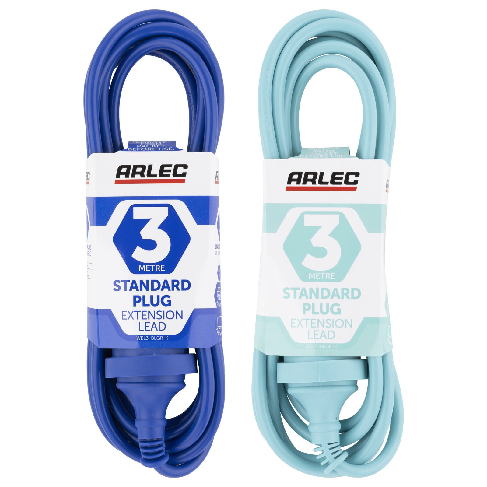 3m Power Lead Blue/Green - blue green extension cable, 3m stylish lead, decorative indoor power cord