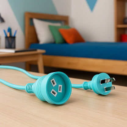 3m Power Lead Blue/Green - blue green extension cable, 3m stylish lead, decorative indoor power cord