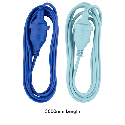 3m Power Lead Blue/Green - blue green extension cable, 3m stylish lead, decorative indoor power cord