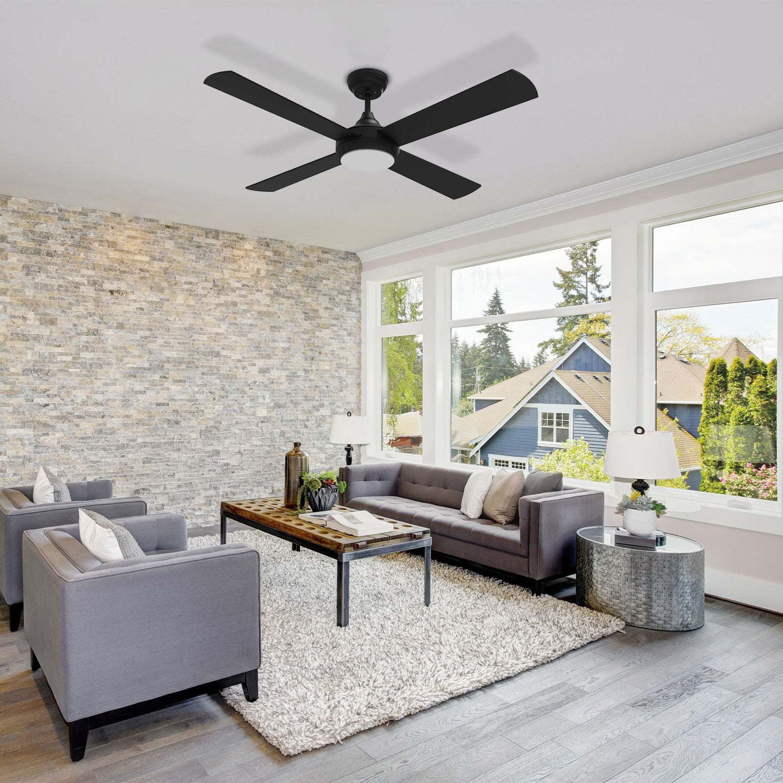 arlec 130cm black ceiling fan with led – dc motor ceiling fan; tri-colour led lighting fan; remote smart ceiling fan