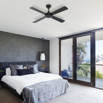 arlec 130cm boston II black fan – large ceiling fan with remote; stylish matte black ceiling fan; reversible quiet dc motor fan