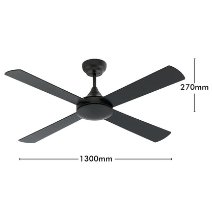 arlec 130cm boston II black fan – large ceiling fan with remote; stylish matte black ceiling fan; reversible quiet dc motor fan