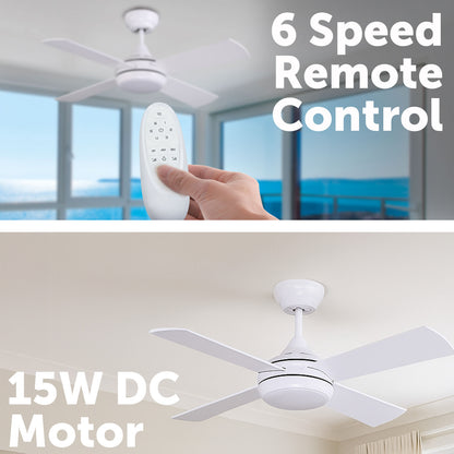 arlec 90cm boston II ceiling fan – small room dc ceiling fan; tri-colour led fan with remote; compact and quiet air circulation