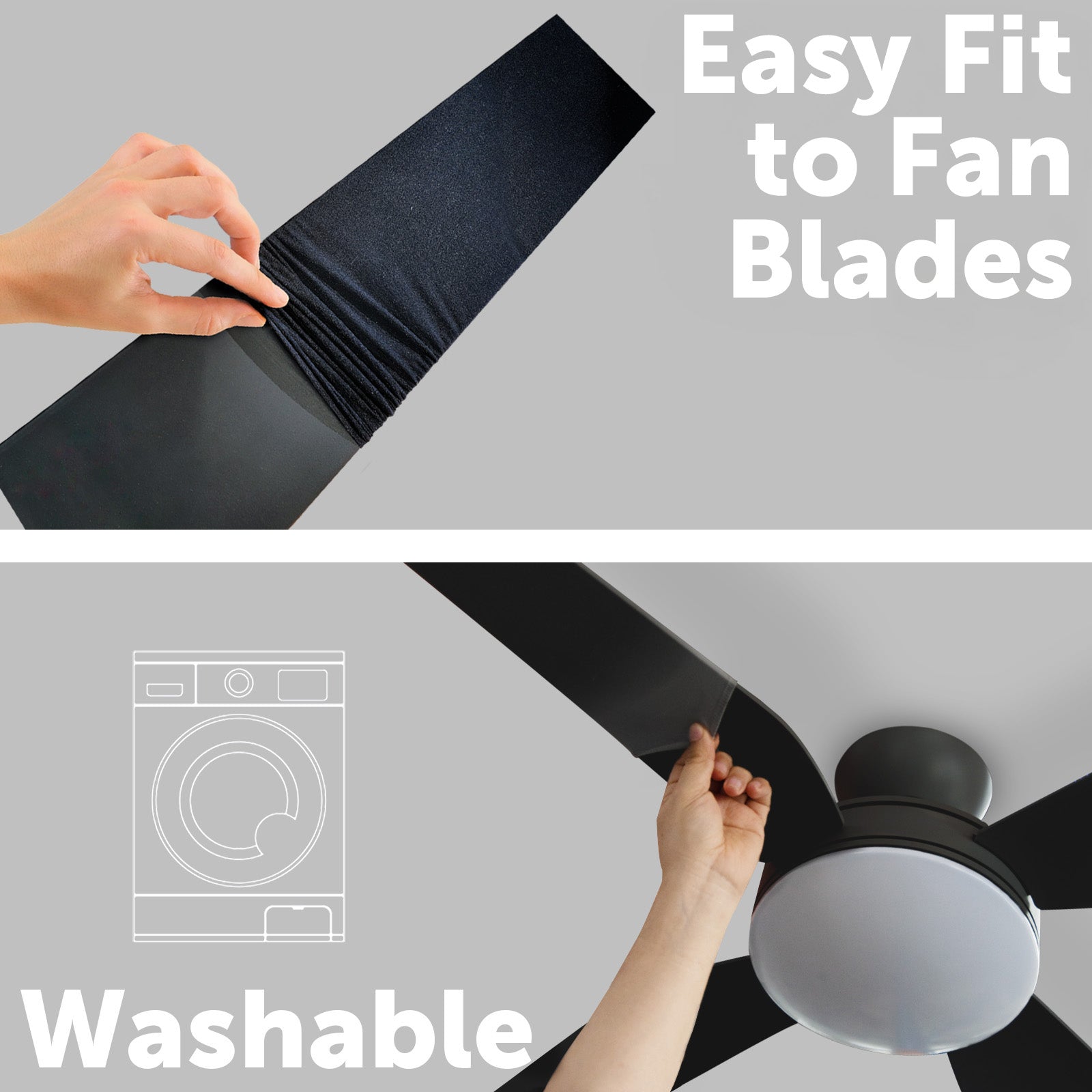 arlec ceiling fan sleeve 4 pack – dust-proof fan blade covers; washable fan blade protectors; keep ceiling fans clean effortlessly