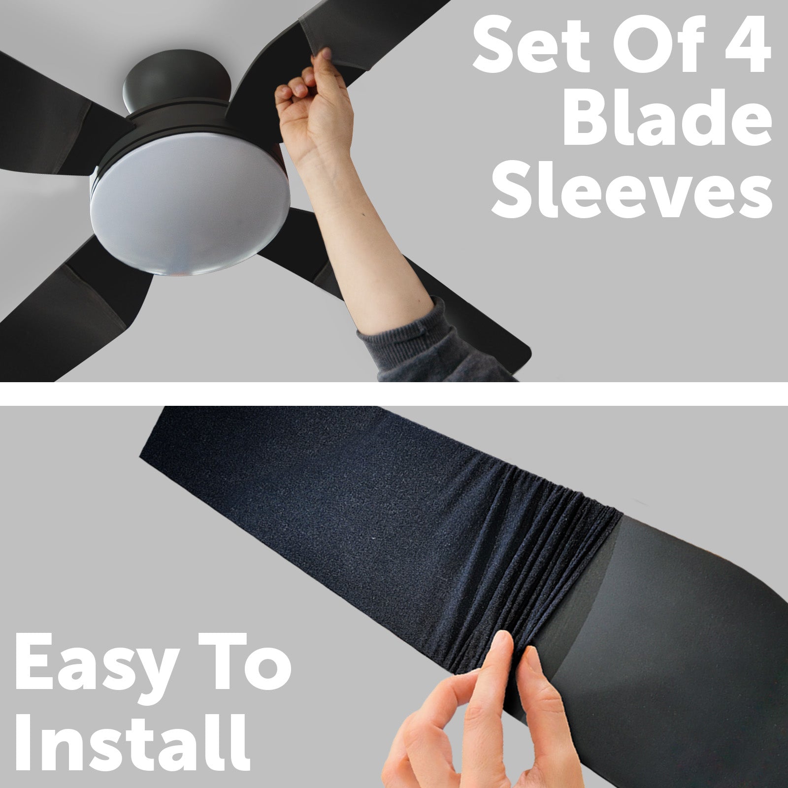 arlec ceiling fan sleeve 4 pack – dust-proof fan blade covers; washable fan blade protectors; keep ceiling fans clean effortlessly