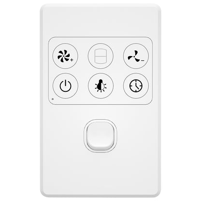 arlec dc ceiling fan wall controller – fan wall control for boston II; remote speed and light control panel; timer fan wall switch