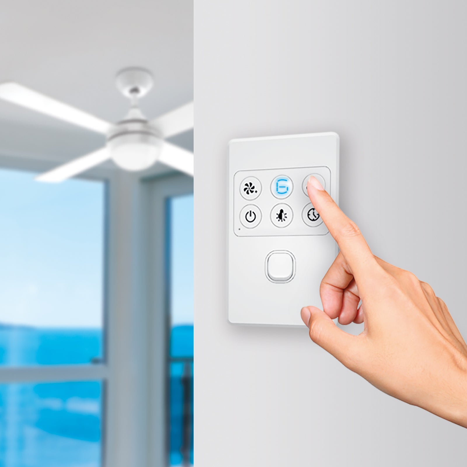 arlec dc ceiling fan wall controller – fan wall control for boston II; remote speed and light control panel; timer fan wall switch