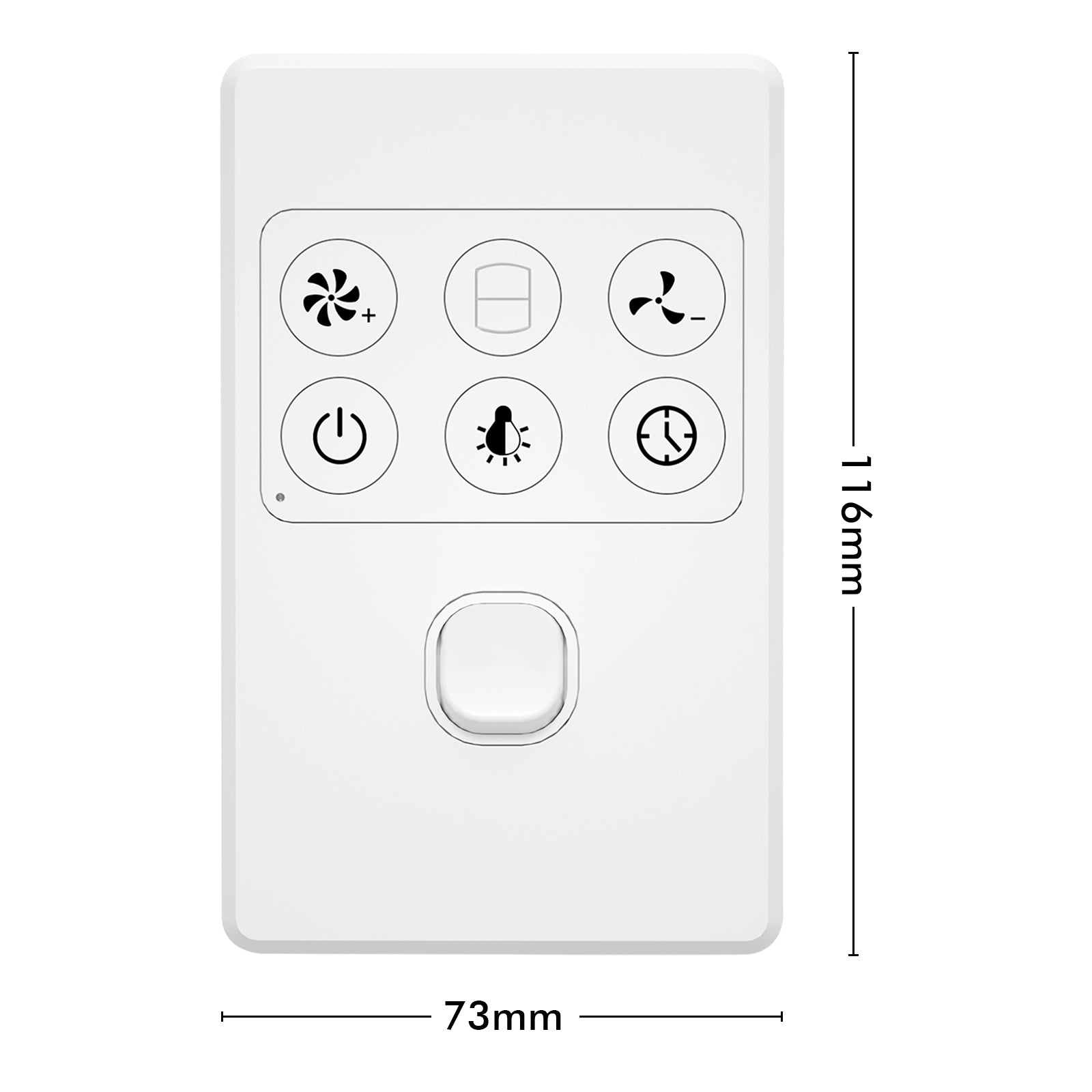 arlec dc ceiling fan wall controller – fan wall control for boston II; remote speed and light control panel; timer fan wall switch