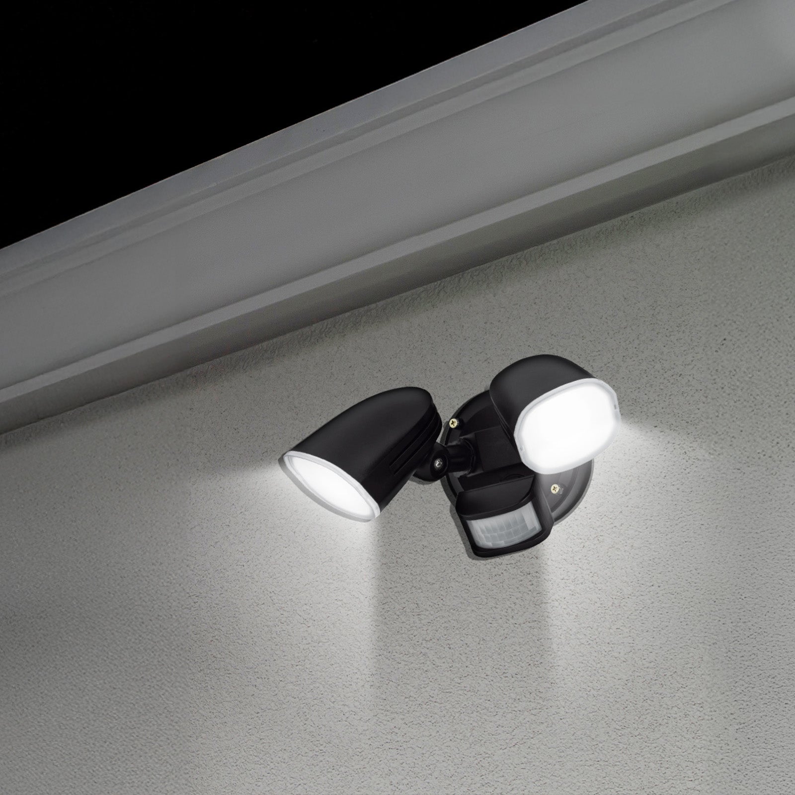 Arlec DIY twinhead LED security light – tricolour outdoor motion sensor floodlight with plug and multiple sensor modes