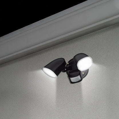 Arlec DIY twinhead LED security light – tricolour outdoor motion sensor floodlight with plug and multiple sensor modes