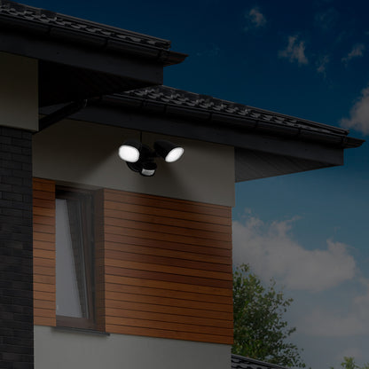 Arlec DIY twinhead LED security light – tricolour outdoor motion sensor floodlight with plug and multiple sensor modes
