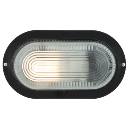 Arlec E27 Oval Bunker Light Bulkhead Black - 2 Pack - bunker wall light
