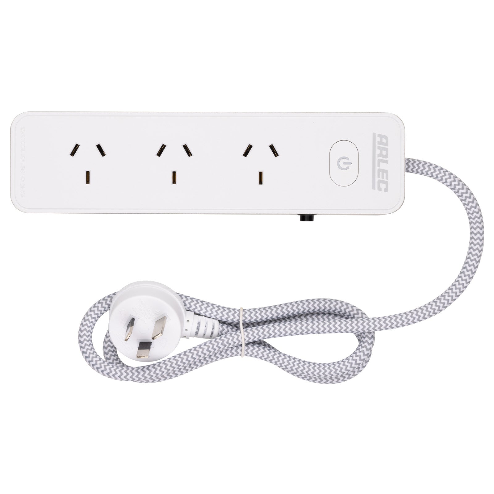 4 outlet powerboard with braided power cord grey – stylish extension board with braided cord, 4 outlets