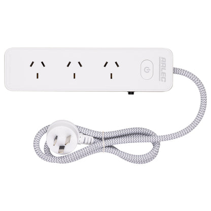 4 outlet powerboard with braided power cord grey – stylish extension board with braided cord, 4 outlets