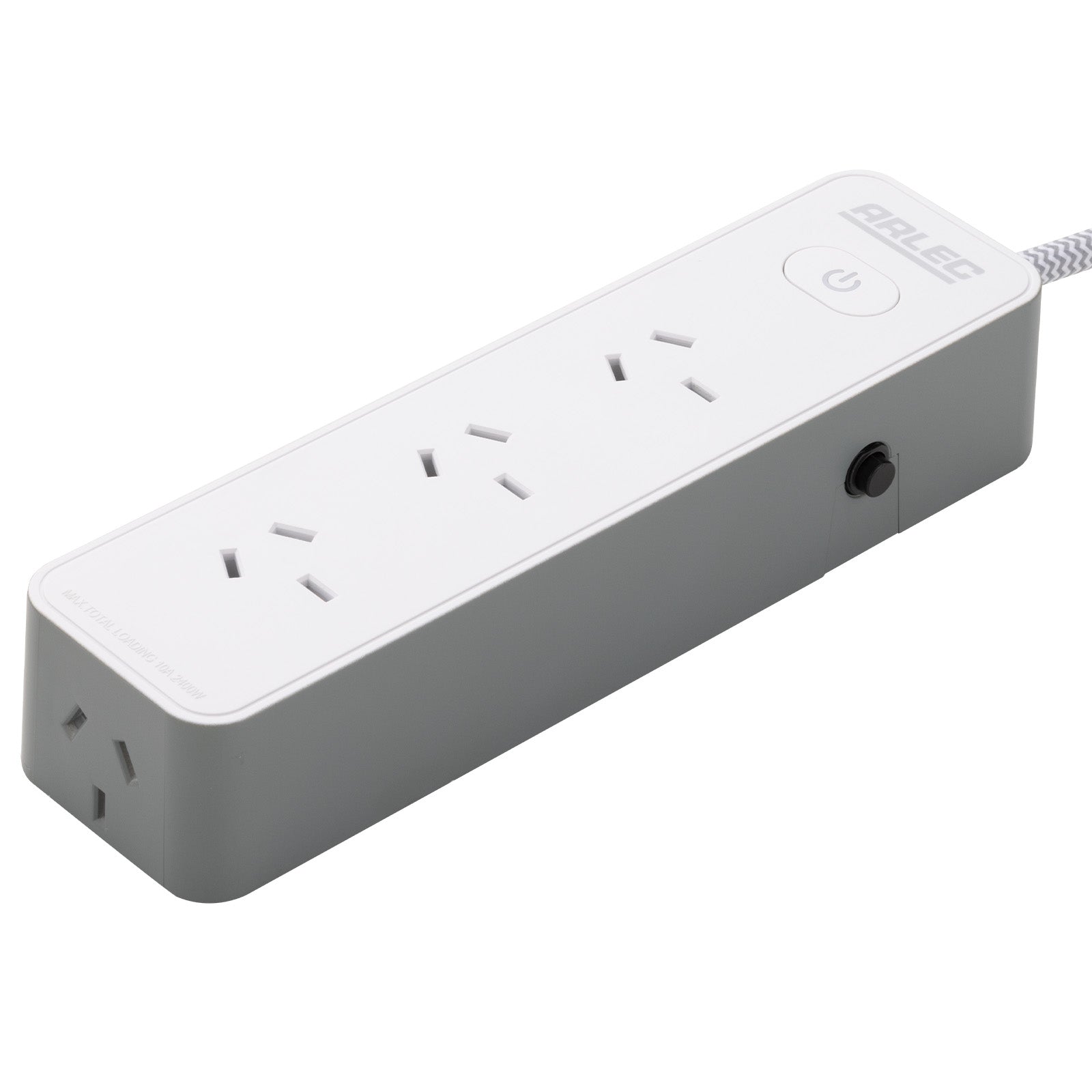 4 outlet powerboard with braided power cord grey – stylish extension board with braided cord, 4 outlets