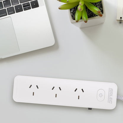 4 outlet powerboard with braided power cord grey – stylish extension board with braided cord, 4 outlets