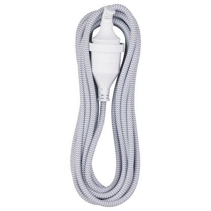 5m Braided Extension Lead Grey - grey braided cable, 5m indoor power lead, home extension cord