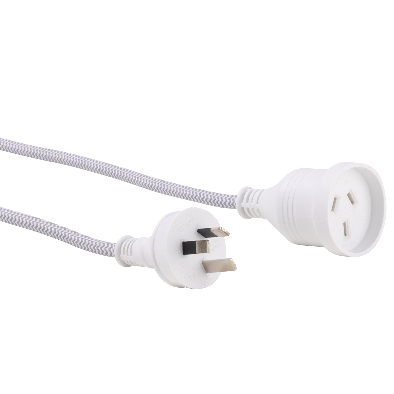 5m Braided Extension Lead Grey - grey braided cable, 5m indoor power lead, home extension cord